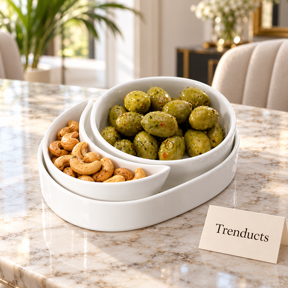 Symphony 3-Piece Dip Set - White Nesting Serving Bowls