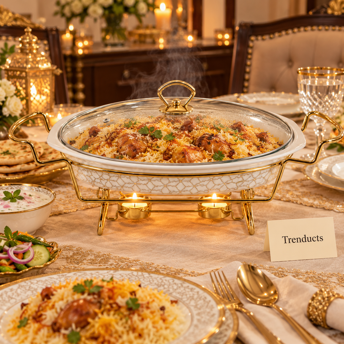 Brilliant Oval Casserole with Candle Warmer - 15 Inch