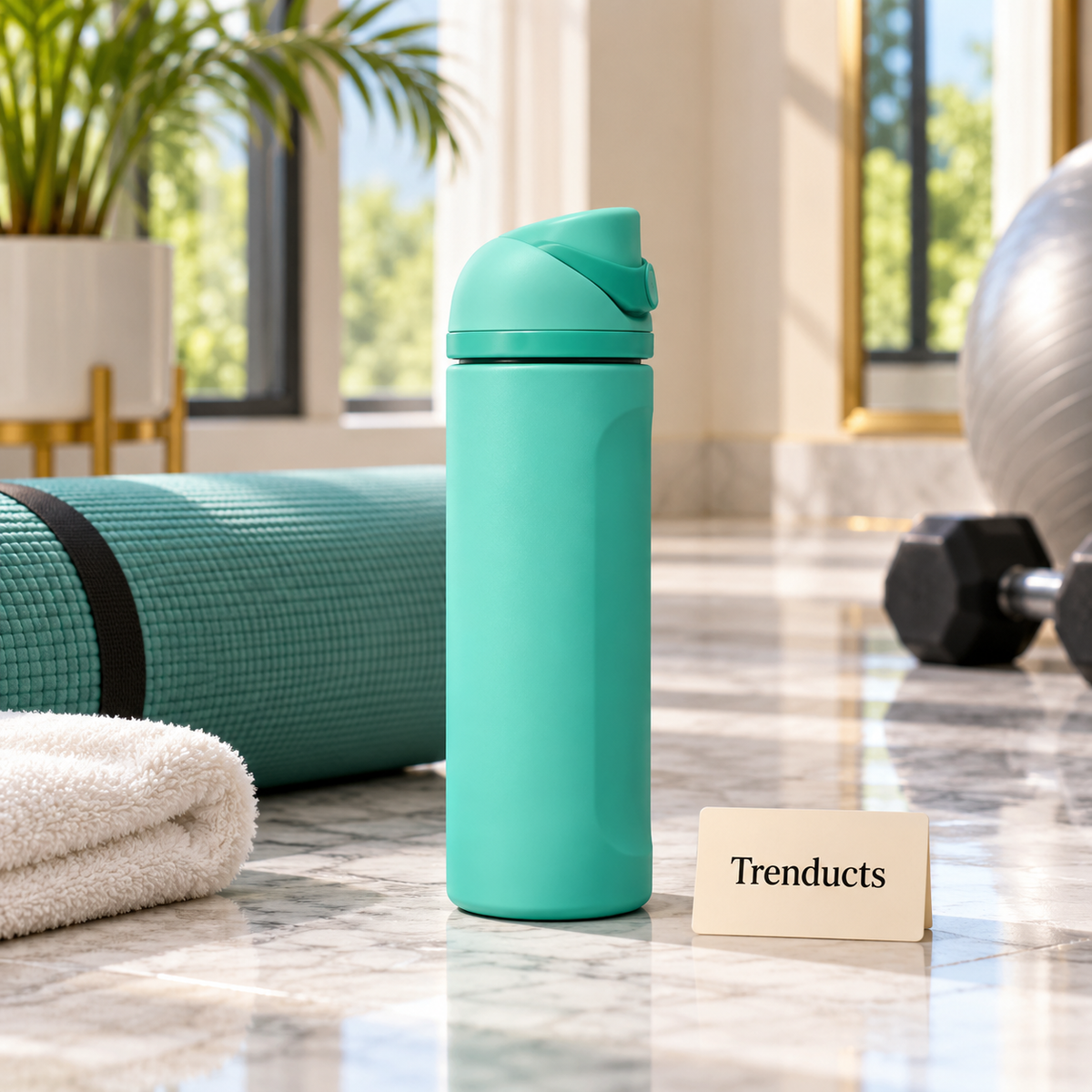 Premium Insulated Water Bottle - Teal with Flip Straw Lid