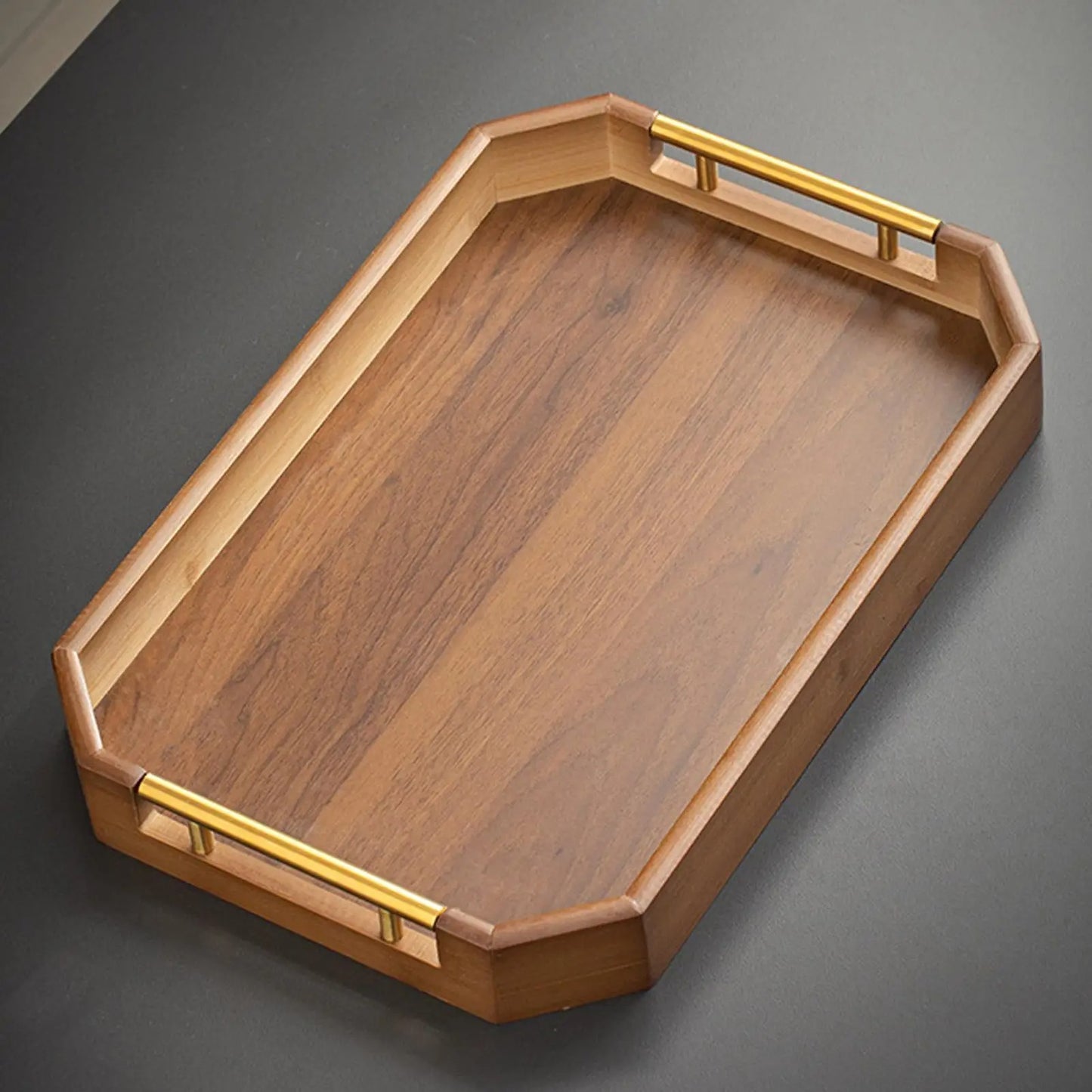 HeritageBlends 3-Piece Premium Dark Brown Wooden Serving Tray Set
