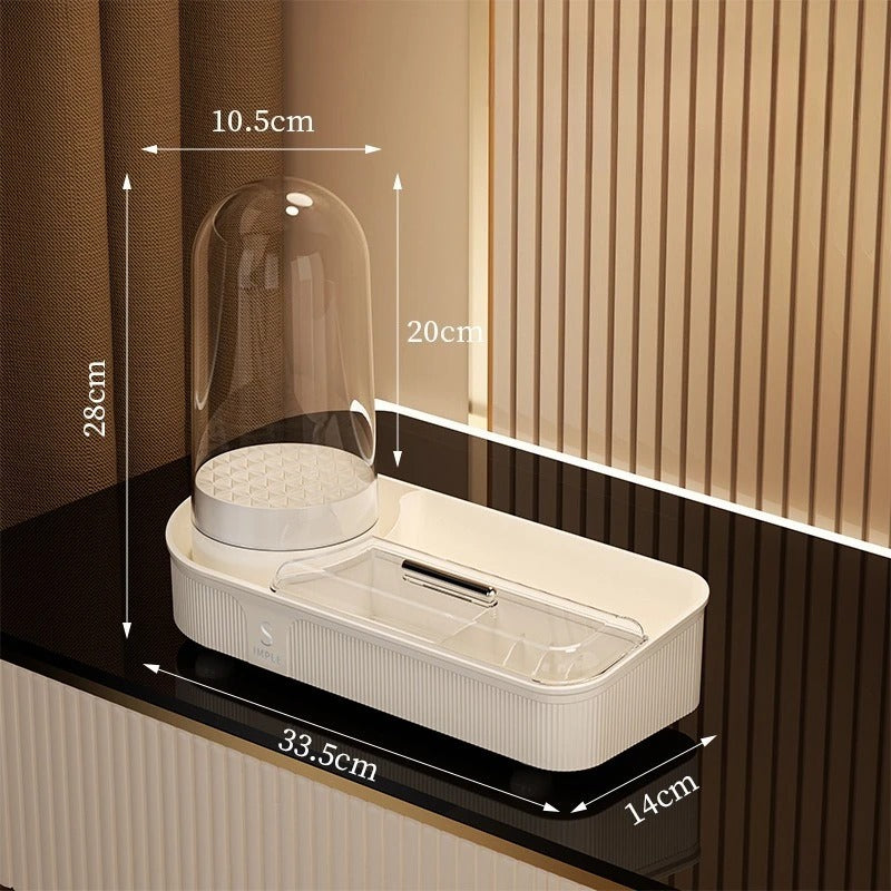 Acrylic Dust-Proof Cosmetic Organizer & Brush Storage Rack