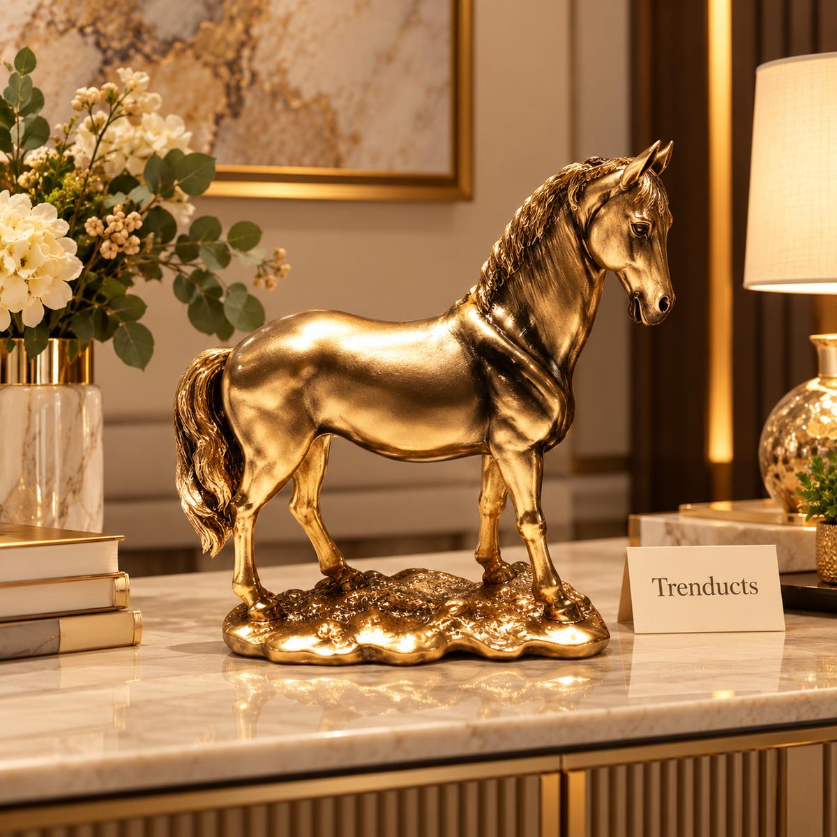 Majestic Horse Face Showpiece – Framed Gold Design