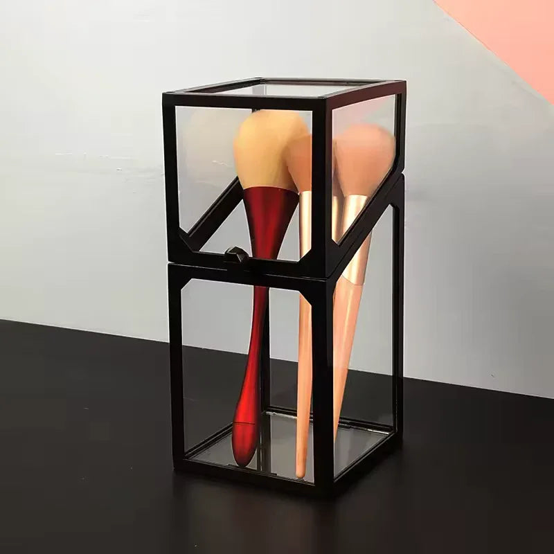 Makeup Brush Storage Box with Decorative Pearls - Clarify.pk