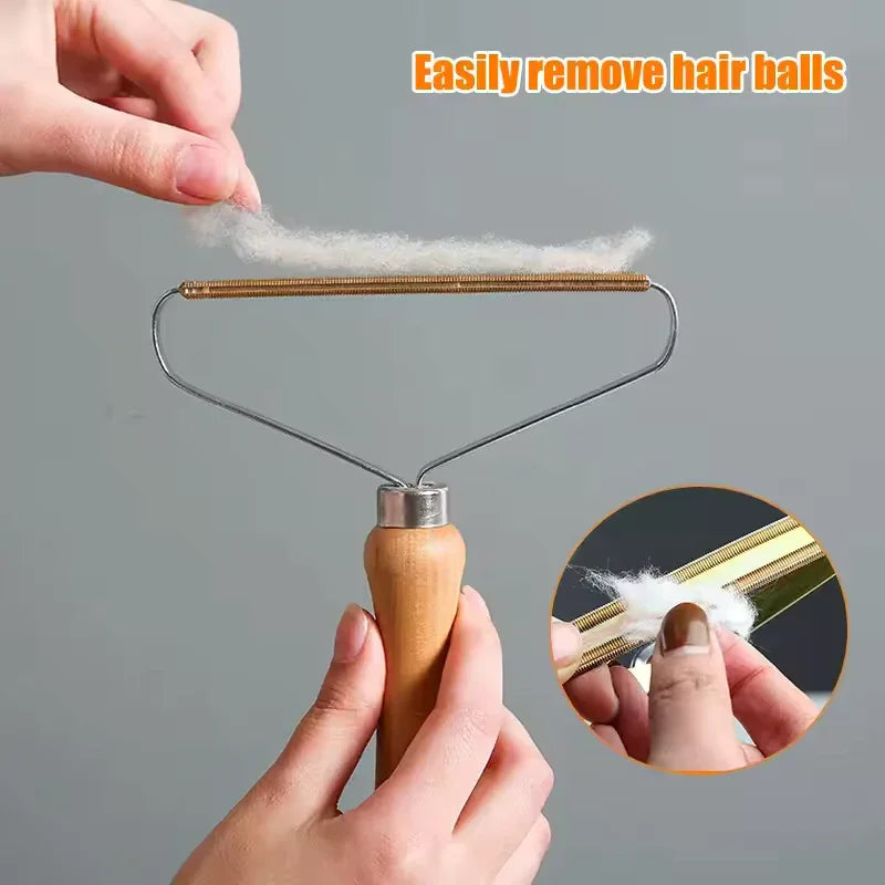 Manual Lint Remover for Clothes with Wood Handle - Clarify.pk
