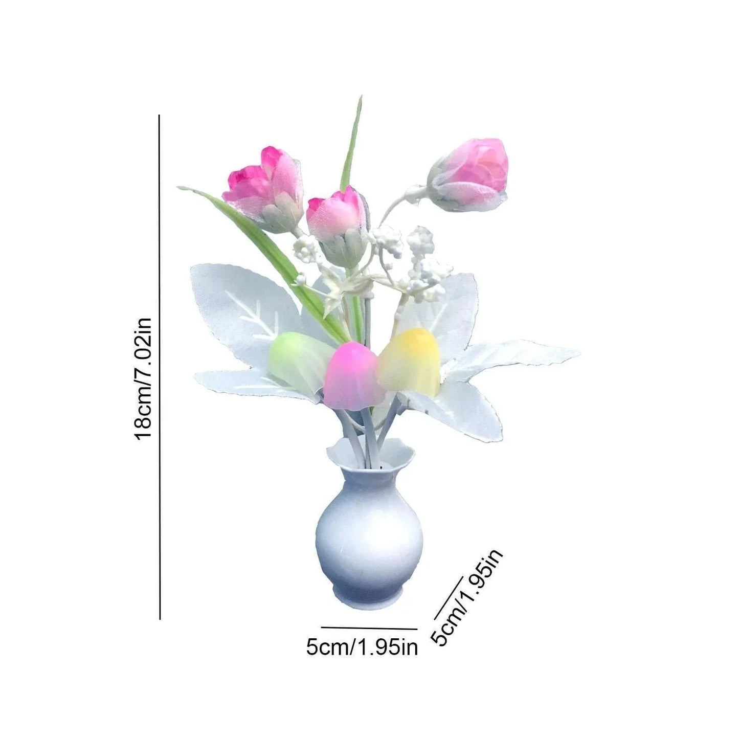 Mini LED Night Lamp with Floral Vase Design - Clarify.pk