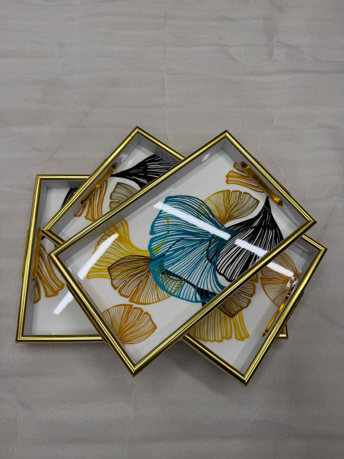 Modern Ginkgo Leaf 3-Piece Fibre Tray Set