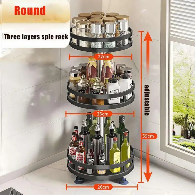 Multi-Layer Kitchen Storage Organizer - 3-Tier Rotating Rack - Clarify.pk