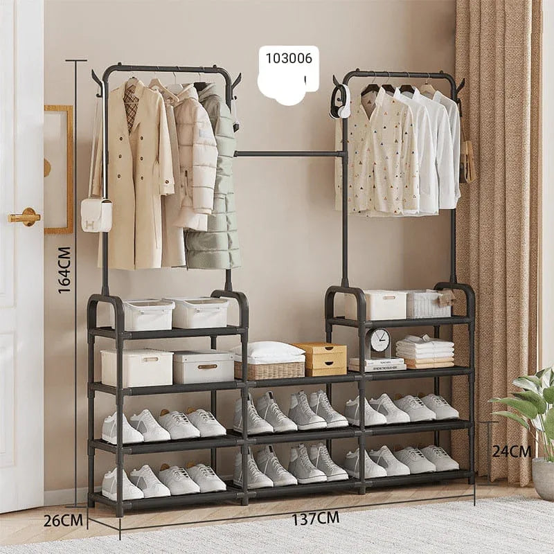 Multi-Purpose Shoe & Clothes Rack – Space-Saving Organizer - Clarify.pk