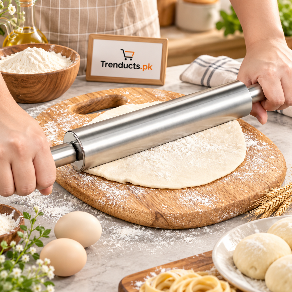 Stainless Steel Rolling Pin for Dough & Baking