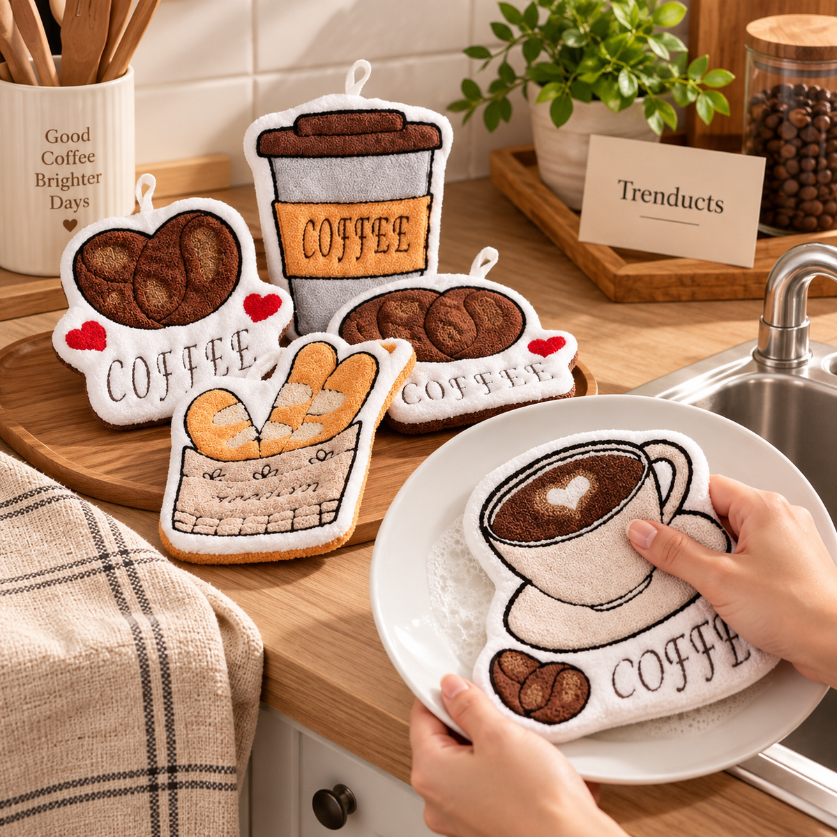 Coffee-Shaped Microfiber Cleaning Towel