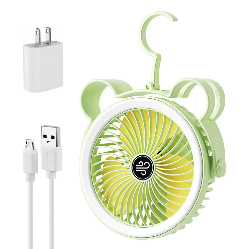 BearBreeze Mini Cartoon Standing Desk Fan with Integrated Wall Hook