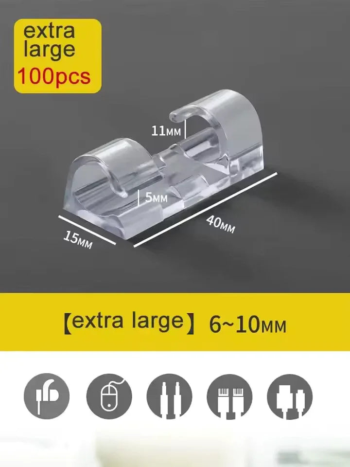 Pack of 4 Self Adhesive Wire Holder Cable Clips - Clarify.pk