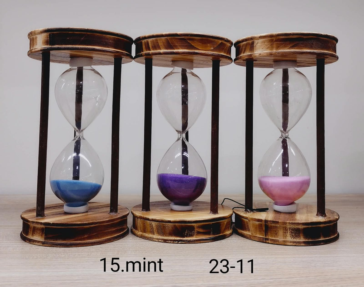 15 Minute Hourglass Sand Timer with Rustic Wood Finish Frame