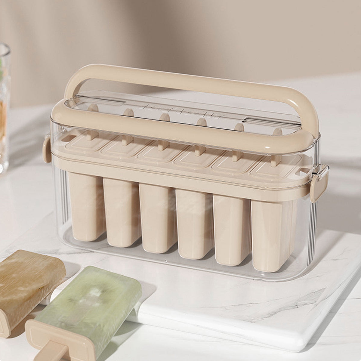 Popsicle Ice Lolly Mould with 6 Cavities and Clear Carry Box