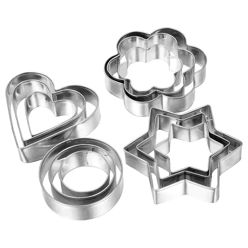 Pack of 12 Stainless Steel Cookie Cutters Set - Clarify.pk