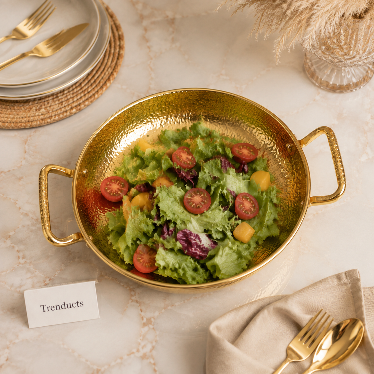Textured Golden Serving Bowl