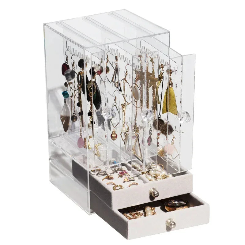 Transparent Jewelry Organizer Box with Drawers - Clarify.pk