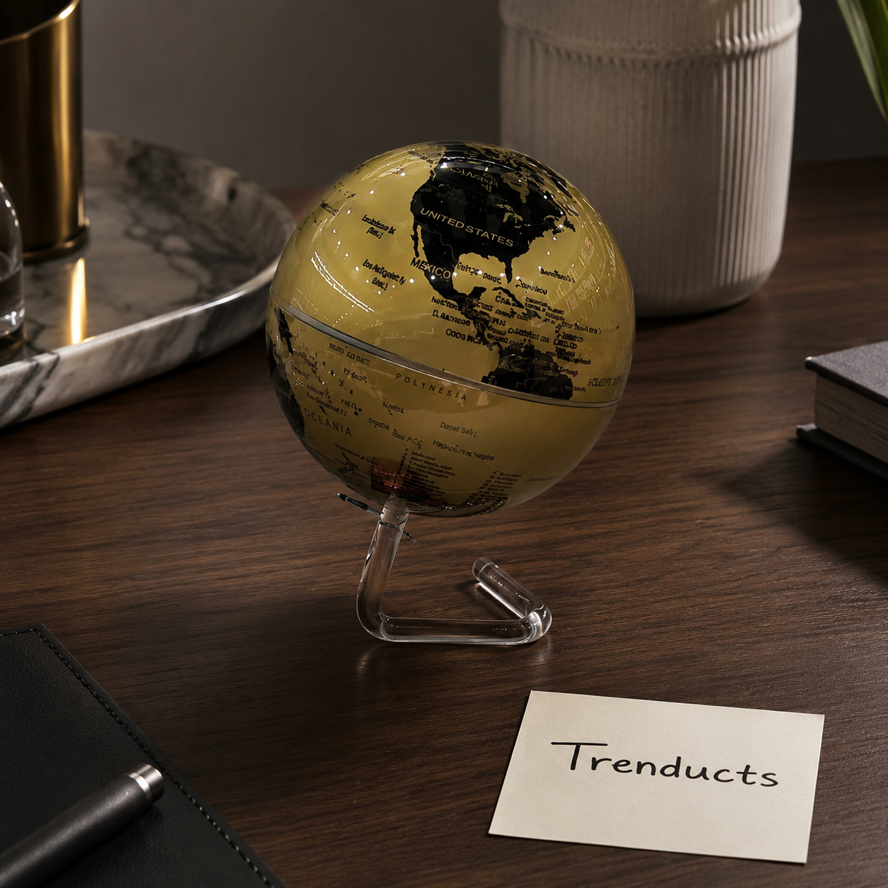 Compact Gold Globe with Clear Stand