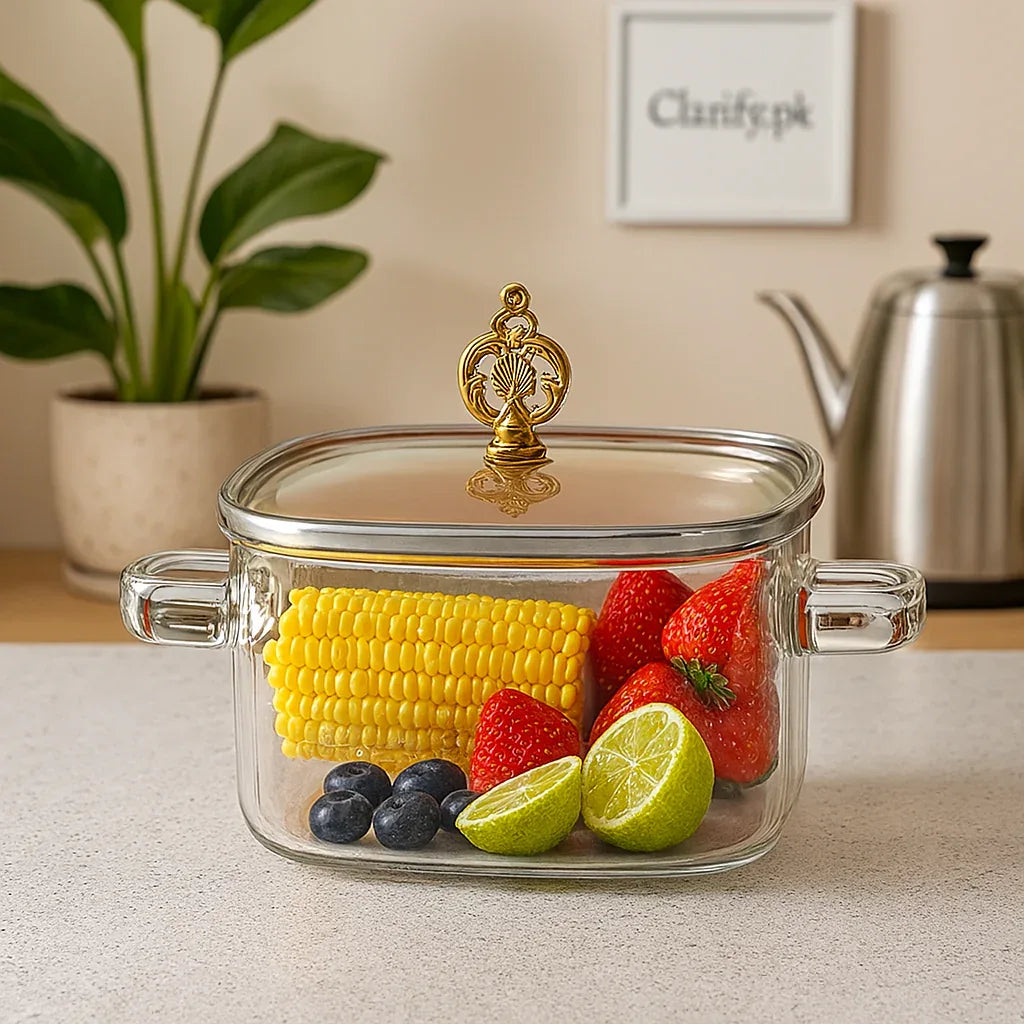 Borosilicate Glass Cooking Pot with Lid 2.2 Litre