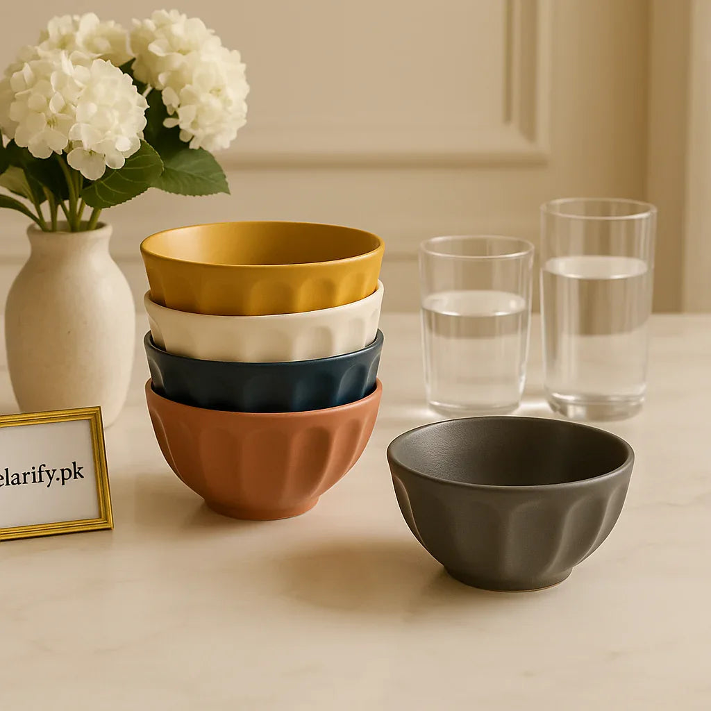 Luxury Ceramic 5 bowl set – Matte Multicolor