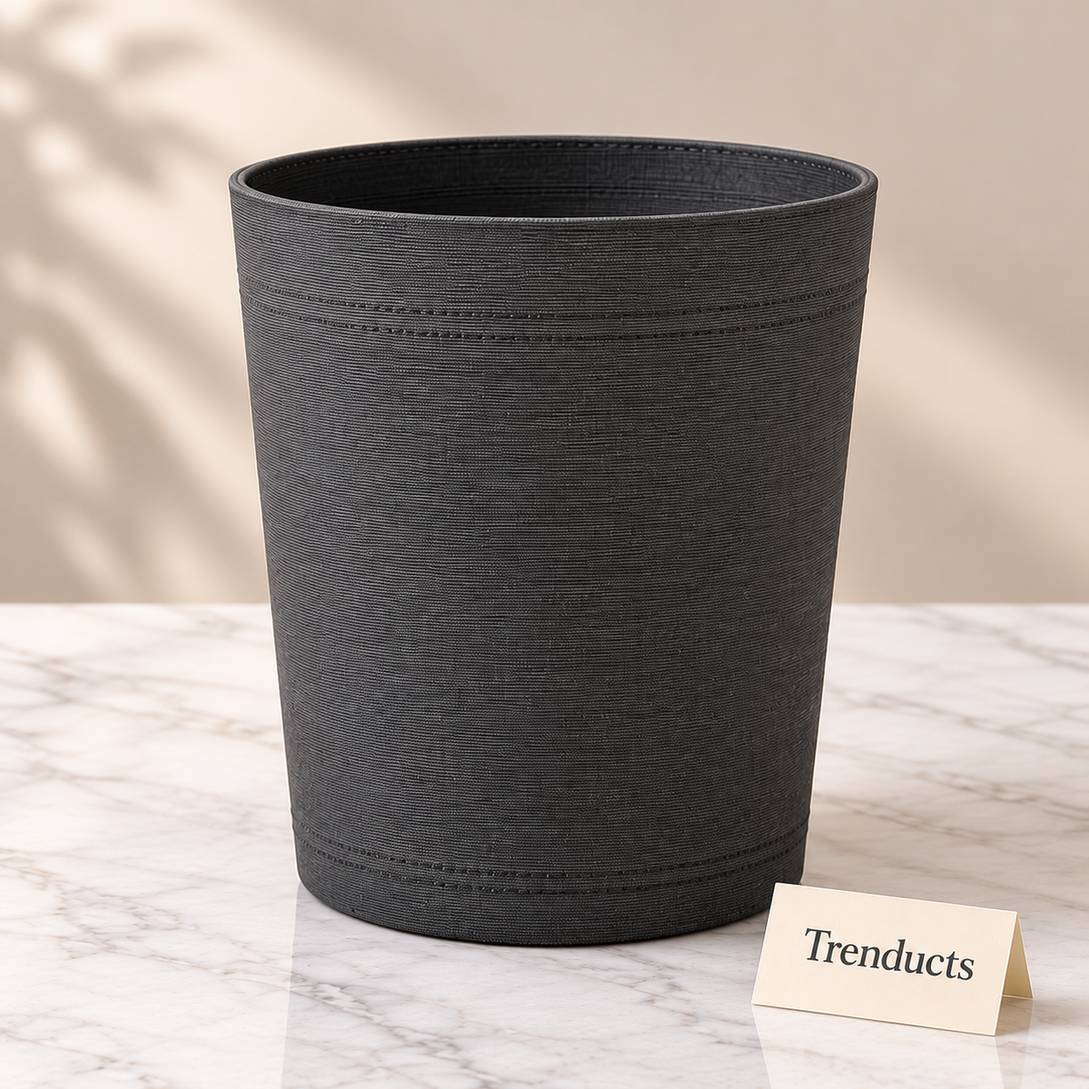Luxury Texture Tissue Box & Dustbin - Charcoal Ribbed