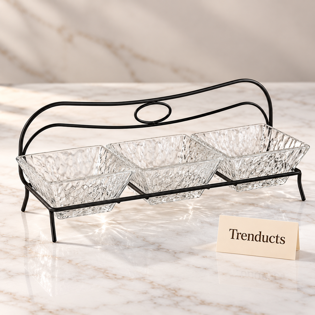 Danny Home 3 Section Glass Snack Bowl - Gold or Black
