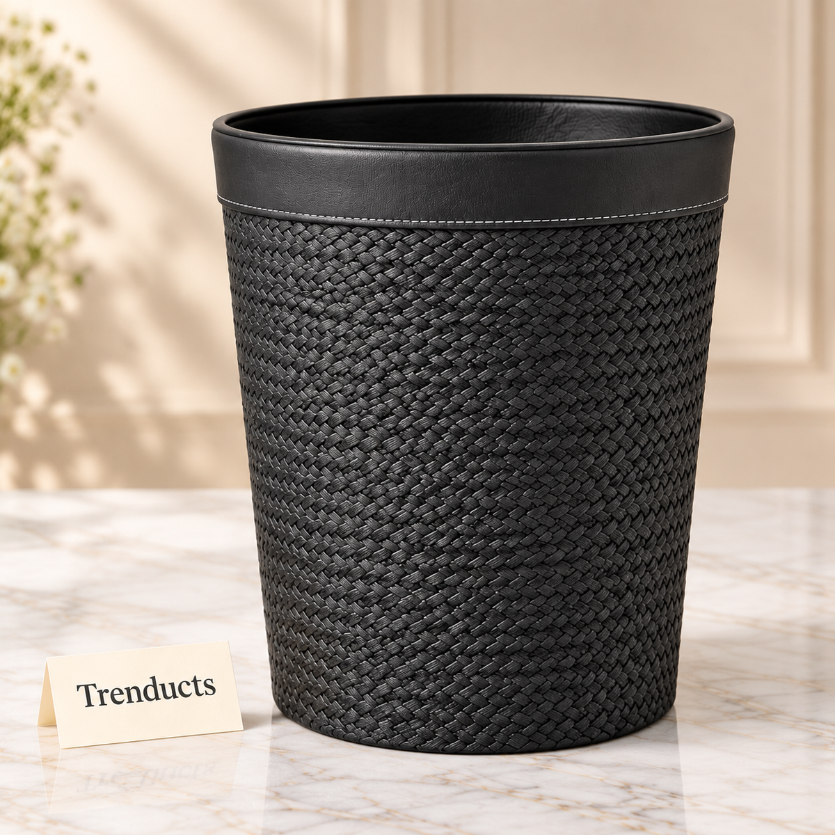 Luxury Texture Tissue Box & Dustbin - Charcoal Braided