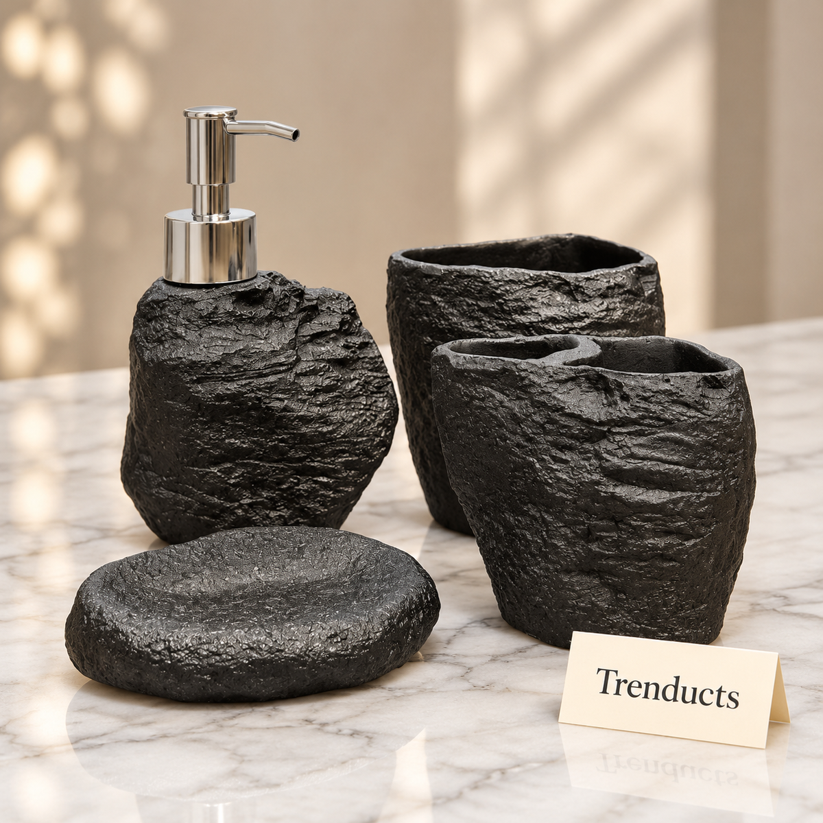 Bathroom Set 4-Piece Rough Rock-Texture Design