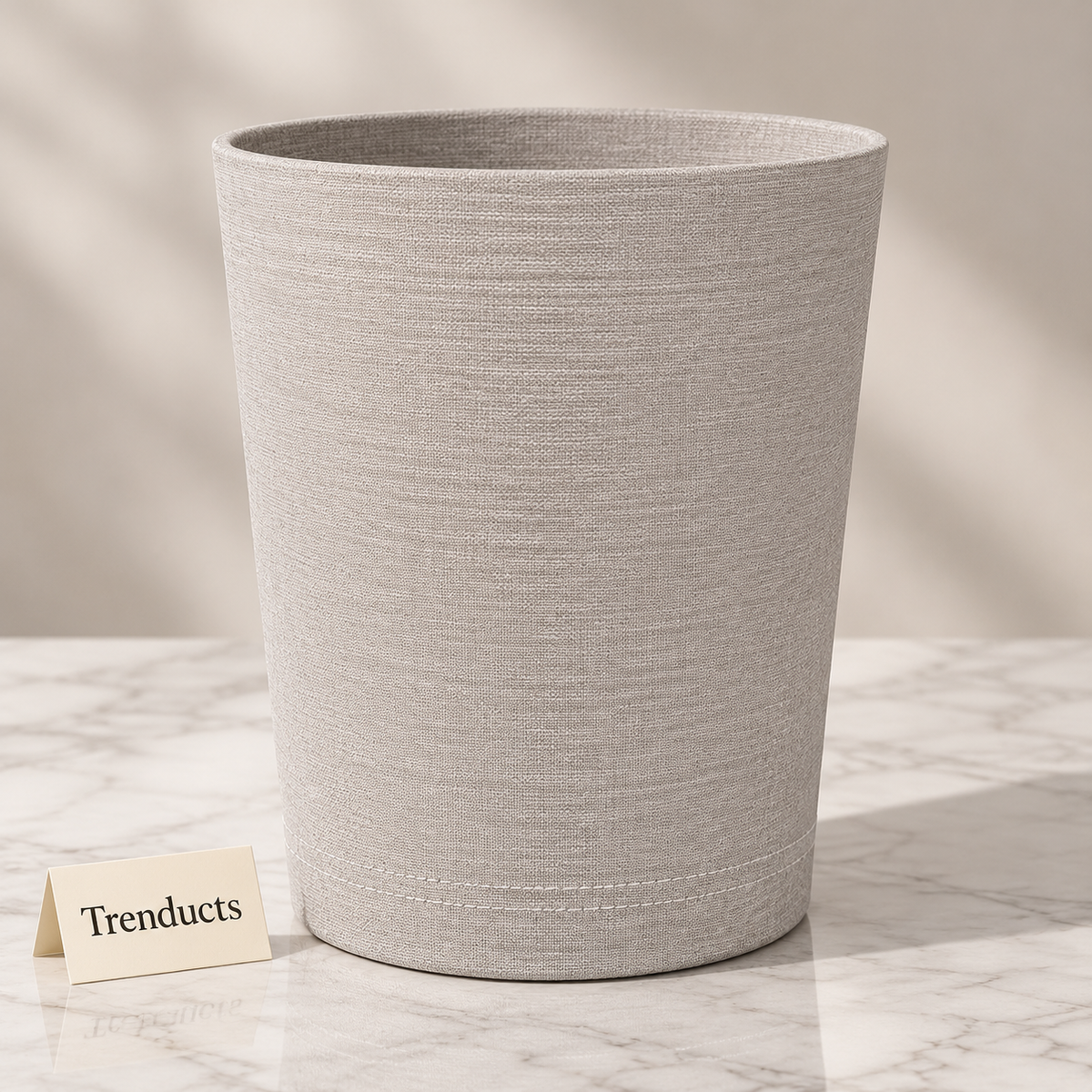 Woven Tissue Box & Dustbin - Light Grey Fine Weave