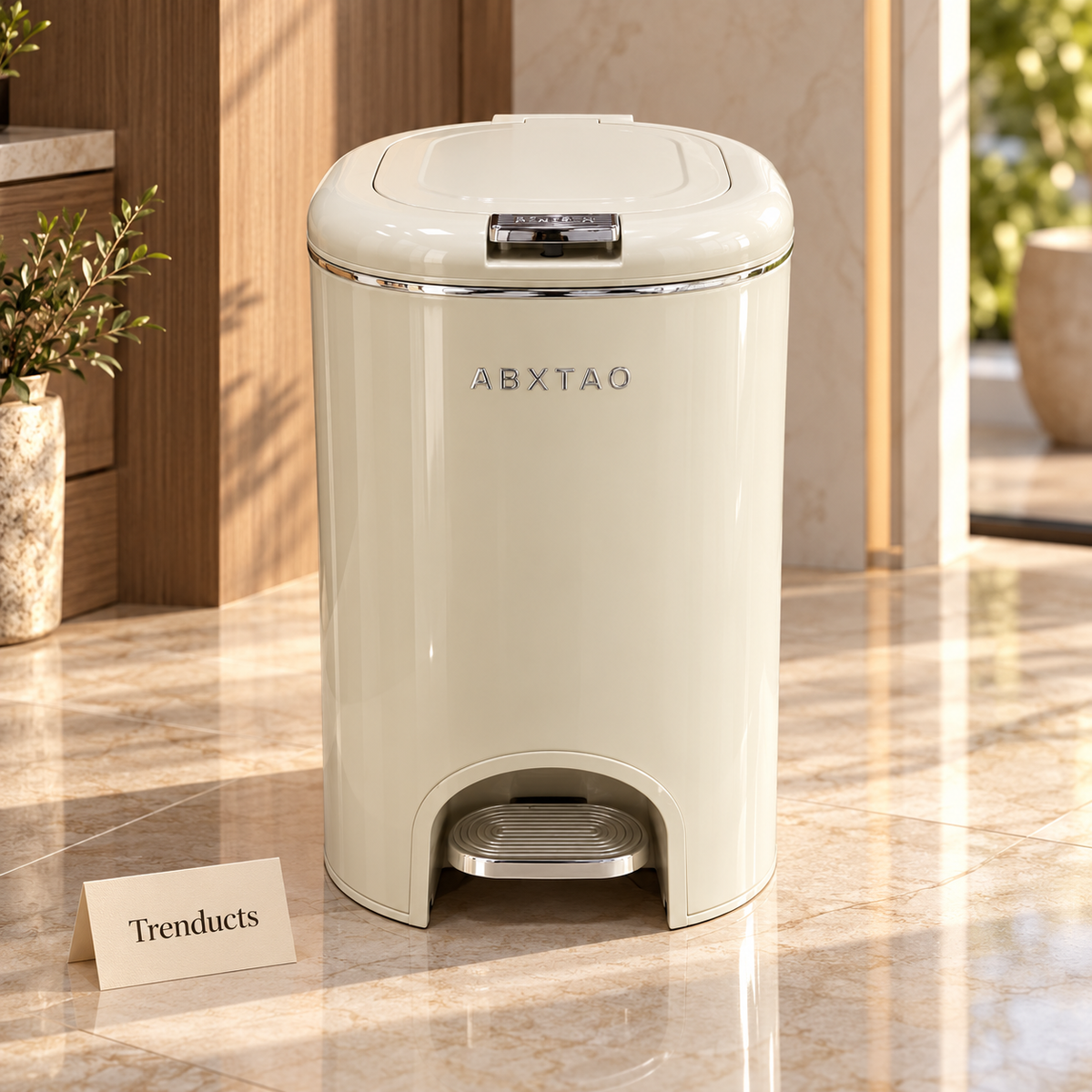 Premium Stainless Steel Pedal Trash Can with Hand-Press Lid