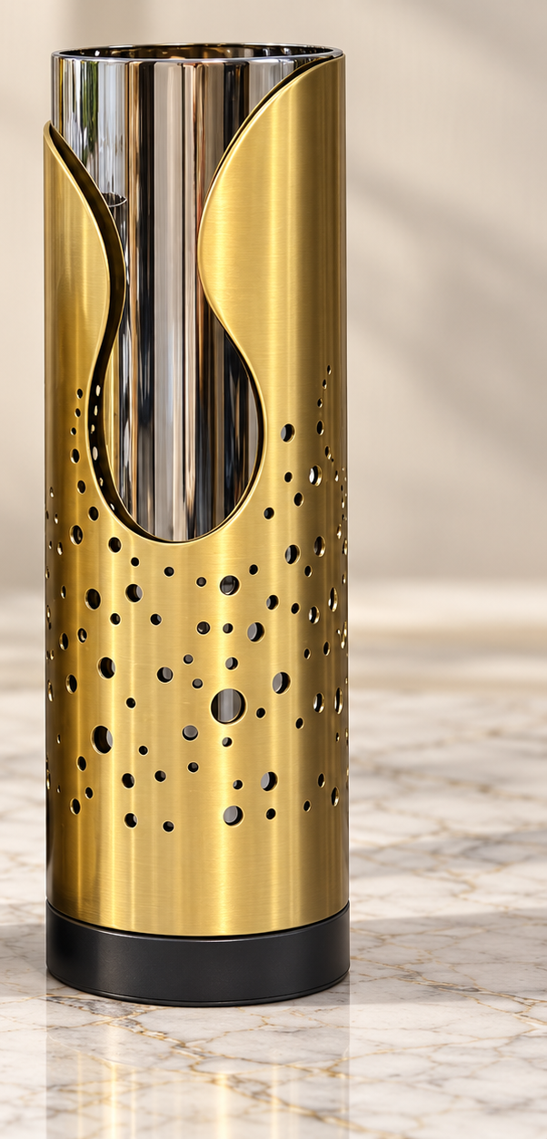 Metal Vase - Gold & Black Leaf Cutout, Small and Big