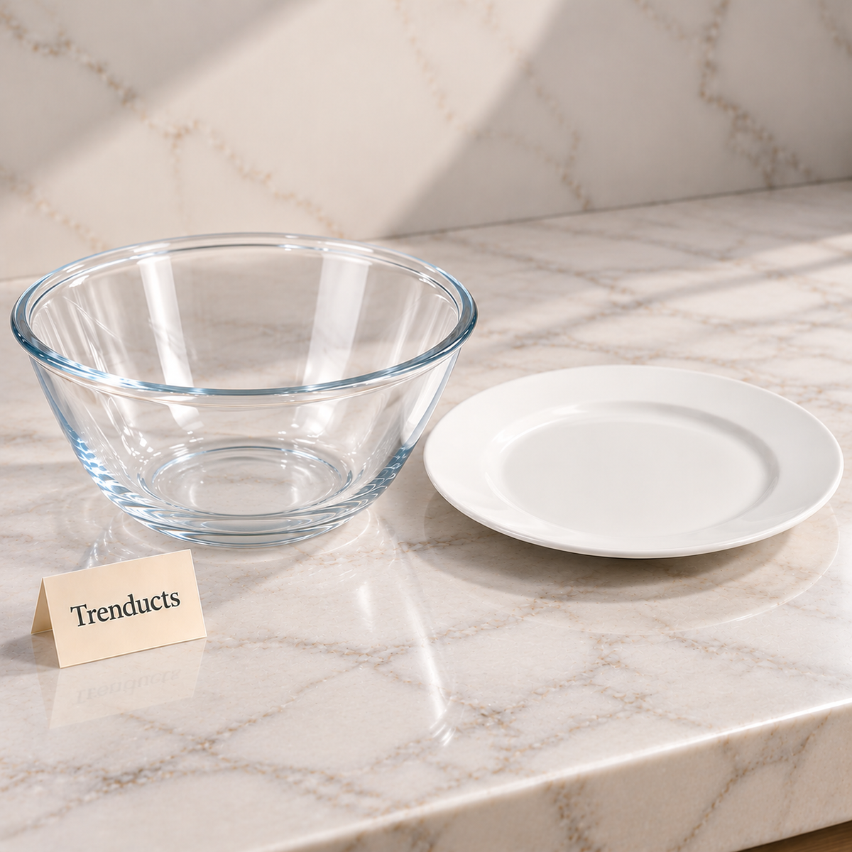 Danny Home Glass Salad Bowl - Clear Deep Serving Bowl