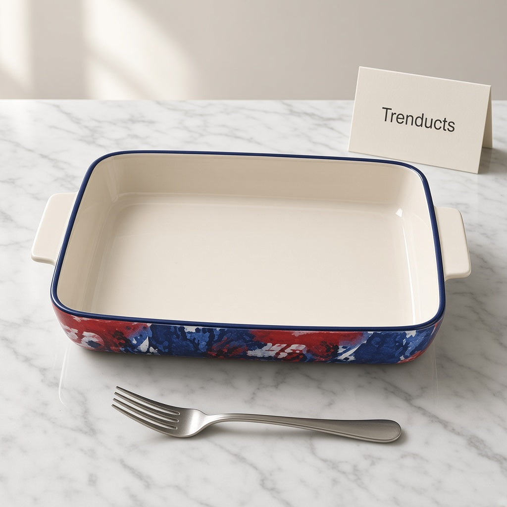 Danny Home Ceramic Baking Dish - Rectangular Blue Floral
