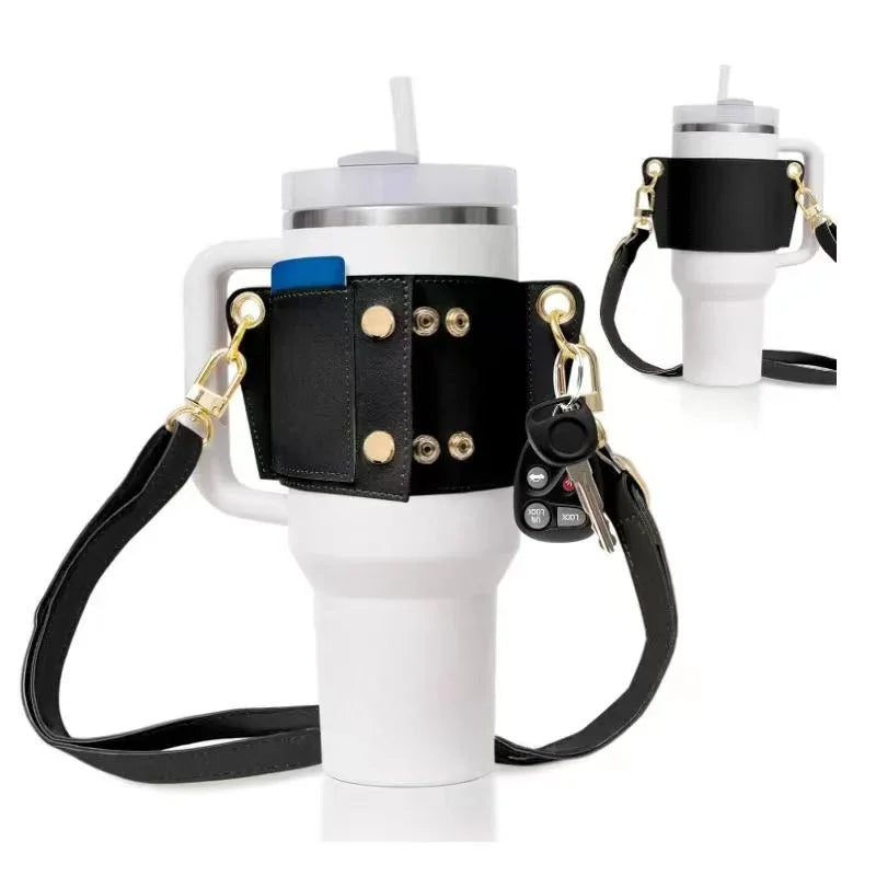 Water Tumbler Holder with Strap – 40oz PU Bottle Pouch (Random) - Clarify.pk