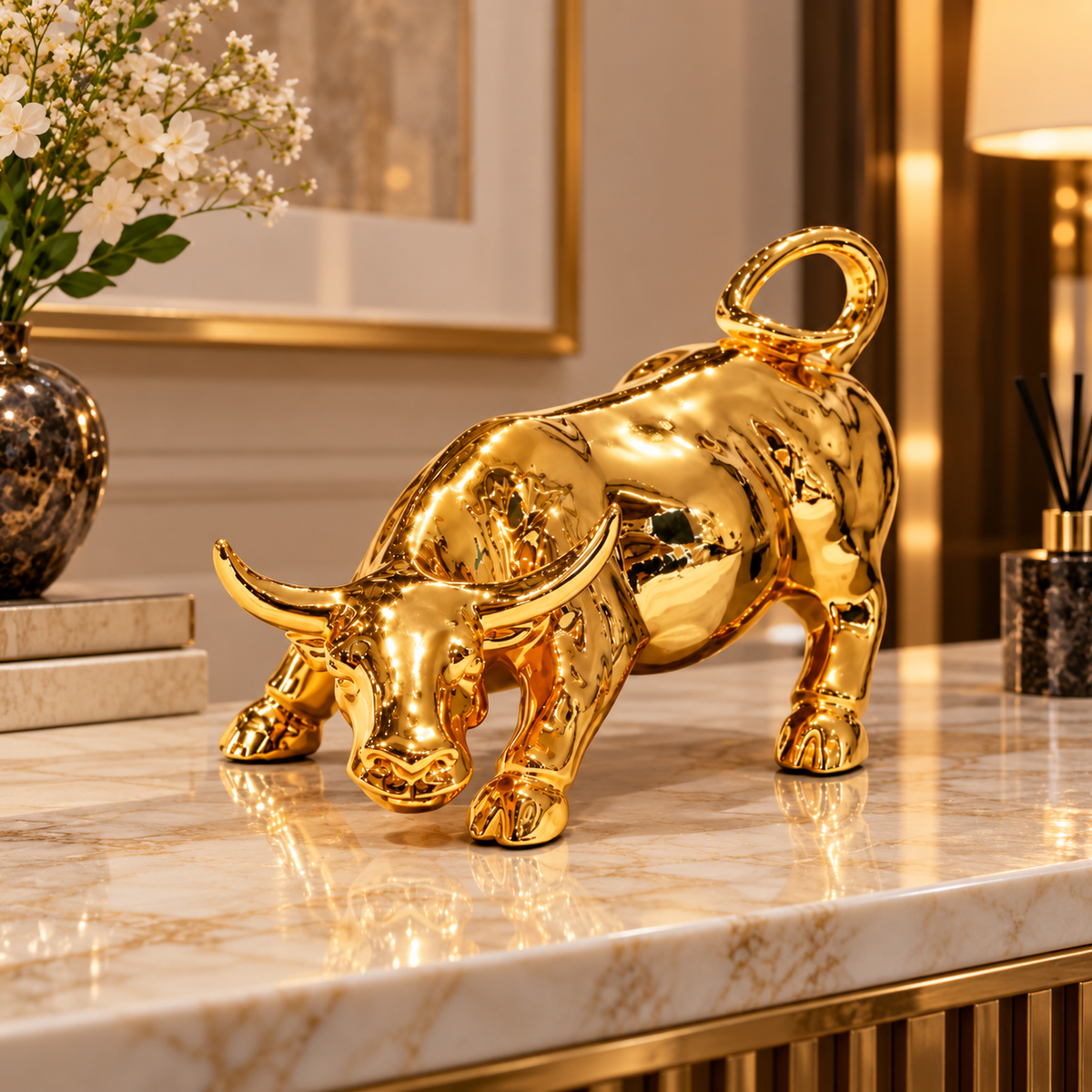 Golden Bull Decorative Figurine