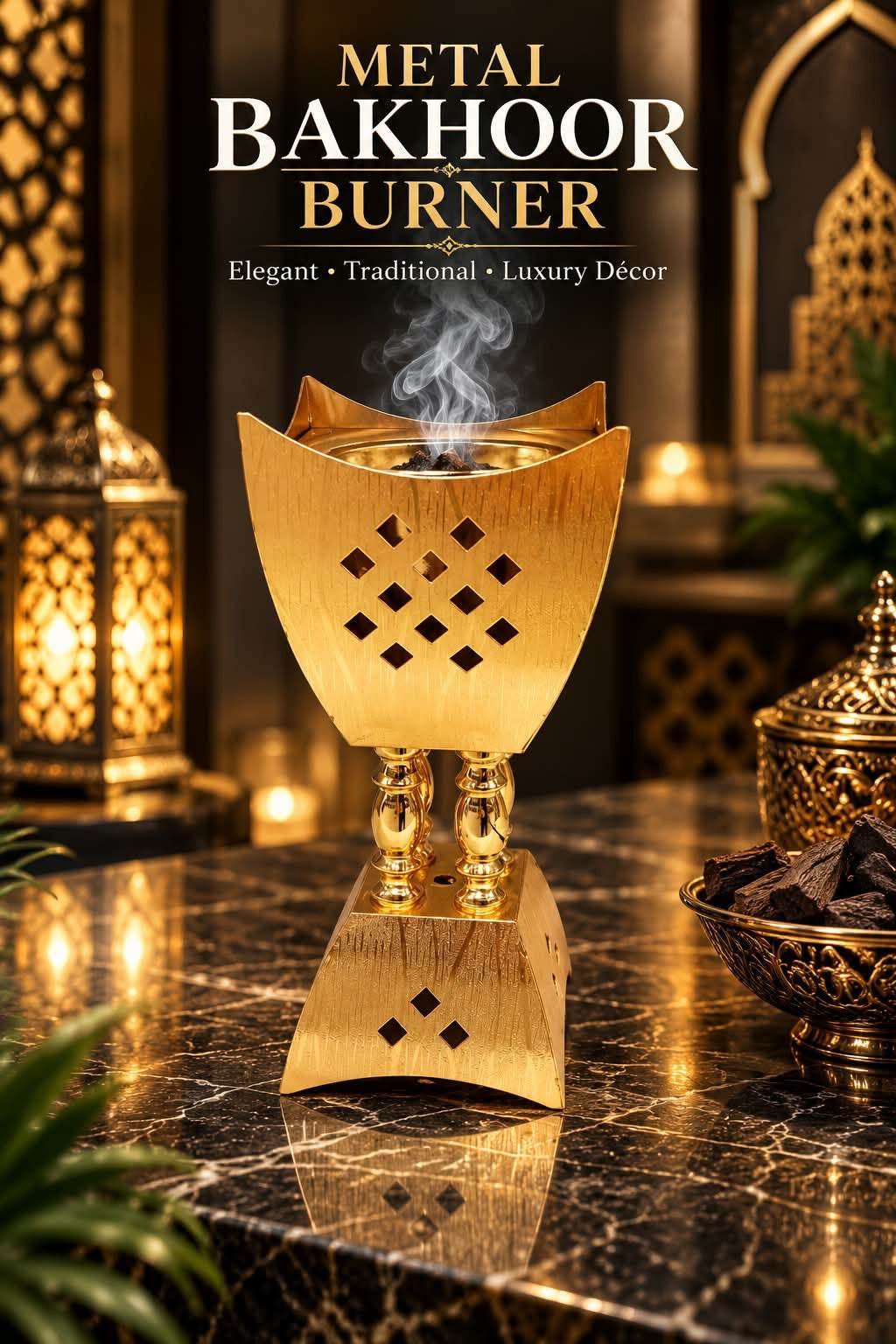 Luxury Gold Pedestal Bakhoor Burner