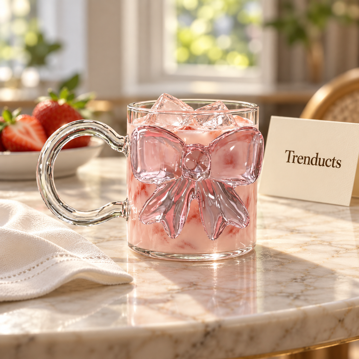 Aesthetic Bow Glass Mug – Coquette Drinkware