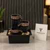 Three-Bowl Zen Waterfall Mini Fountain with Pebbles