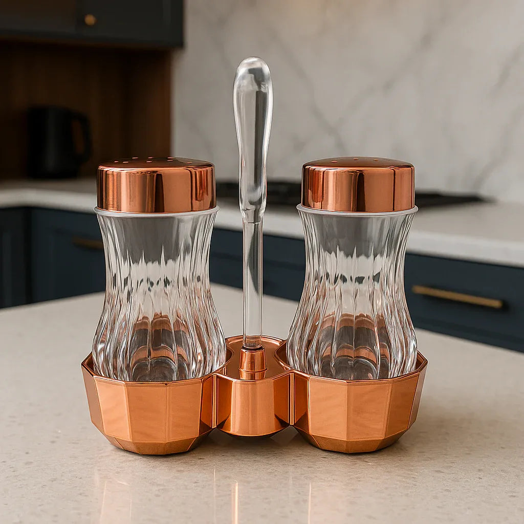 Luxury Acrylic Salt & Pepper Shakers – Rose Gold Finish (2 Pcs) - Clarify.pk