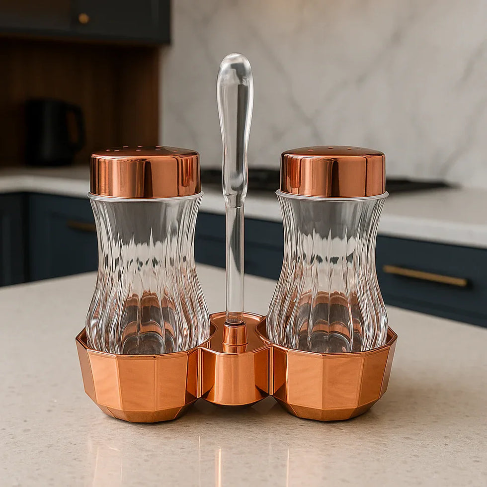Luxury Acrylic Salt & Pepper Shakers – Rose Gold Finish (2 Pcs) - Clarify.pk