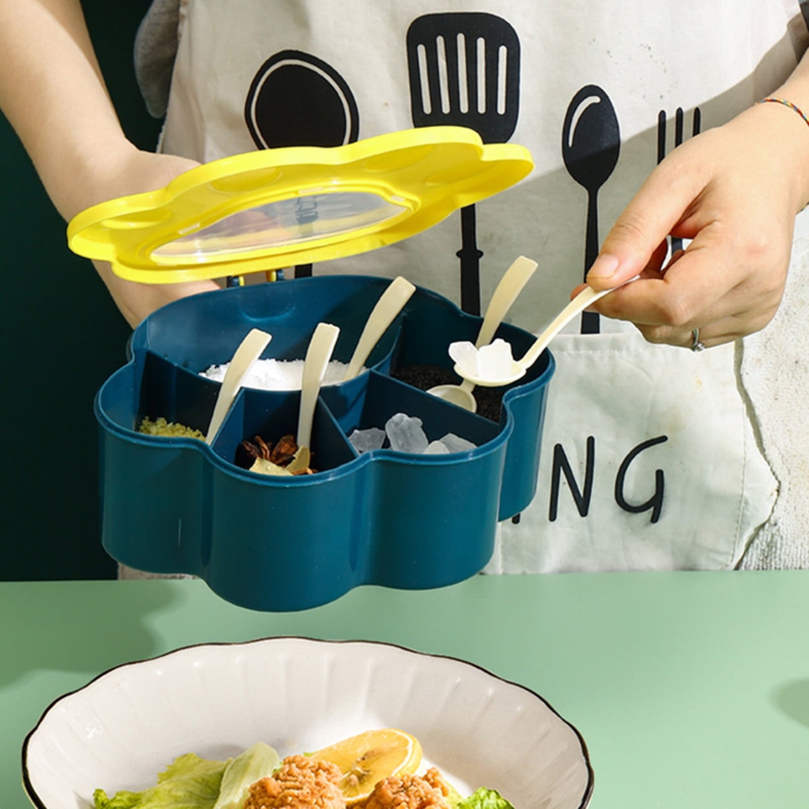 Aesthetic "Cat Paw" 4-Grid Spice & Condiment Box Set