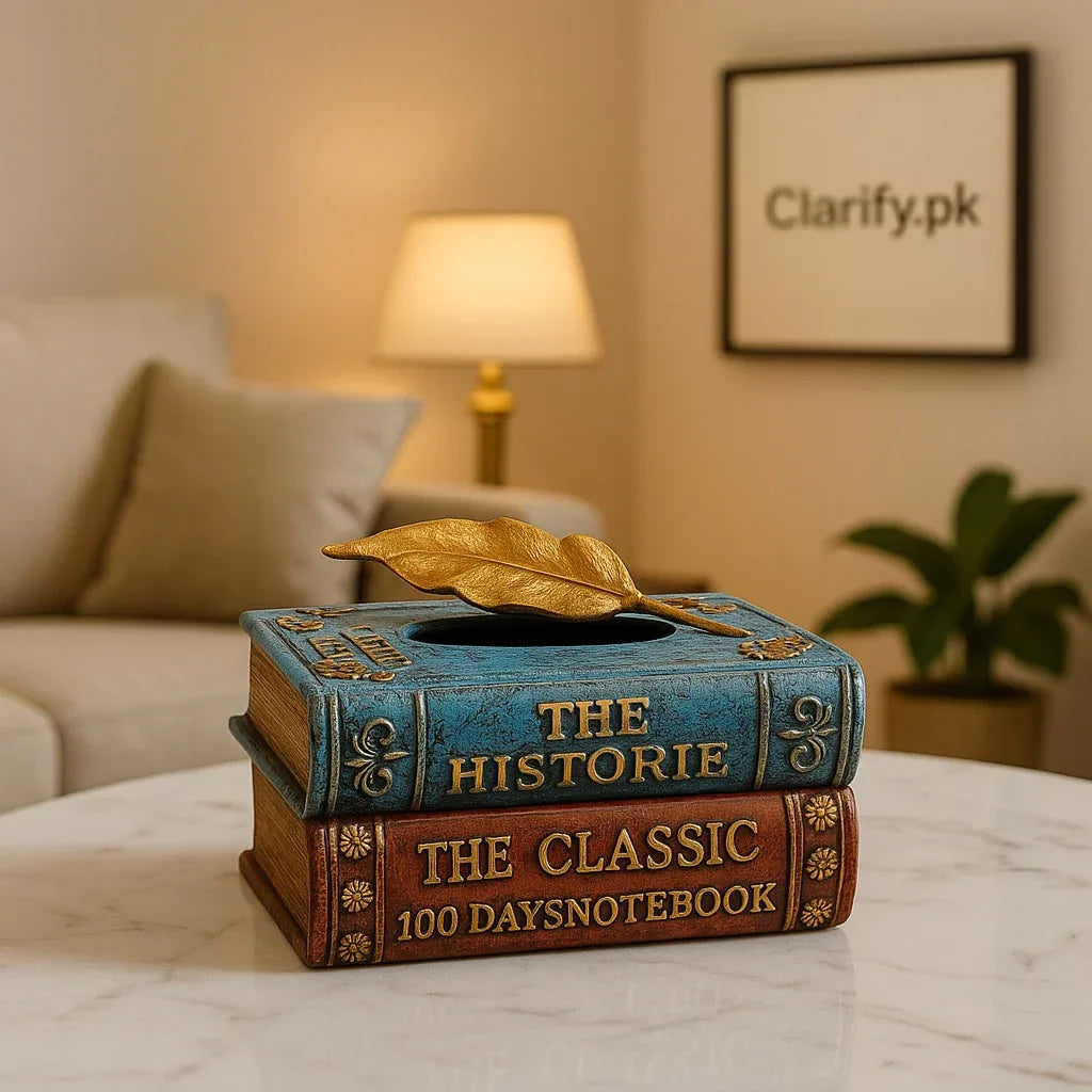 Vintage Book-Style Tissue Box Case – Elegant Home Decor - Clarify.pk