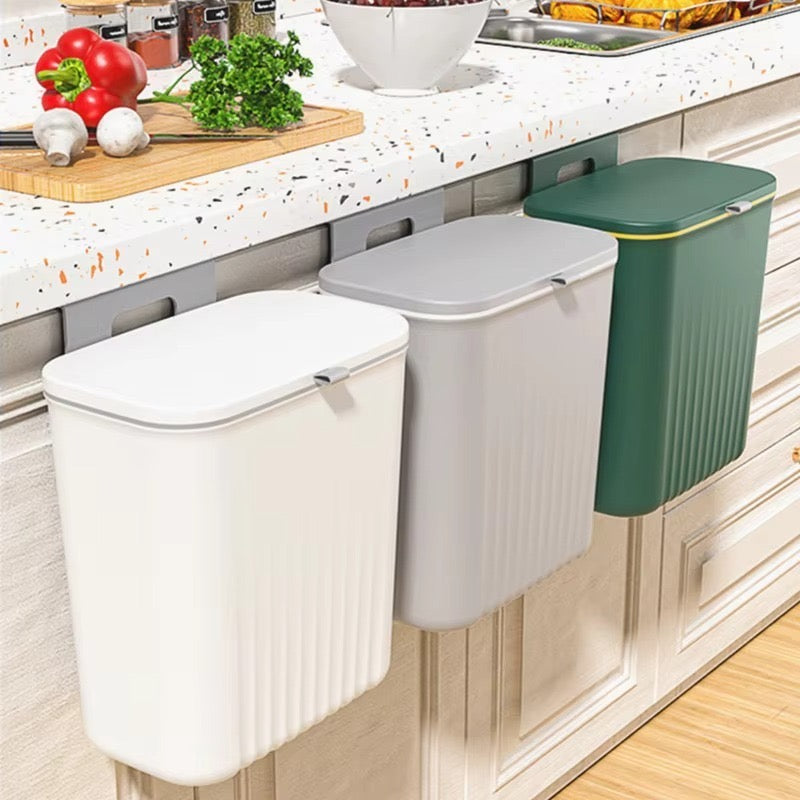 Hanging Cabinet Trash Can with Lid – Kitchen Door & Wall Mounted Waste Bin