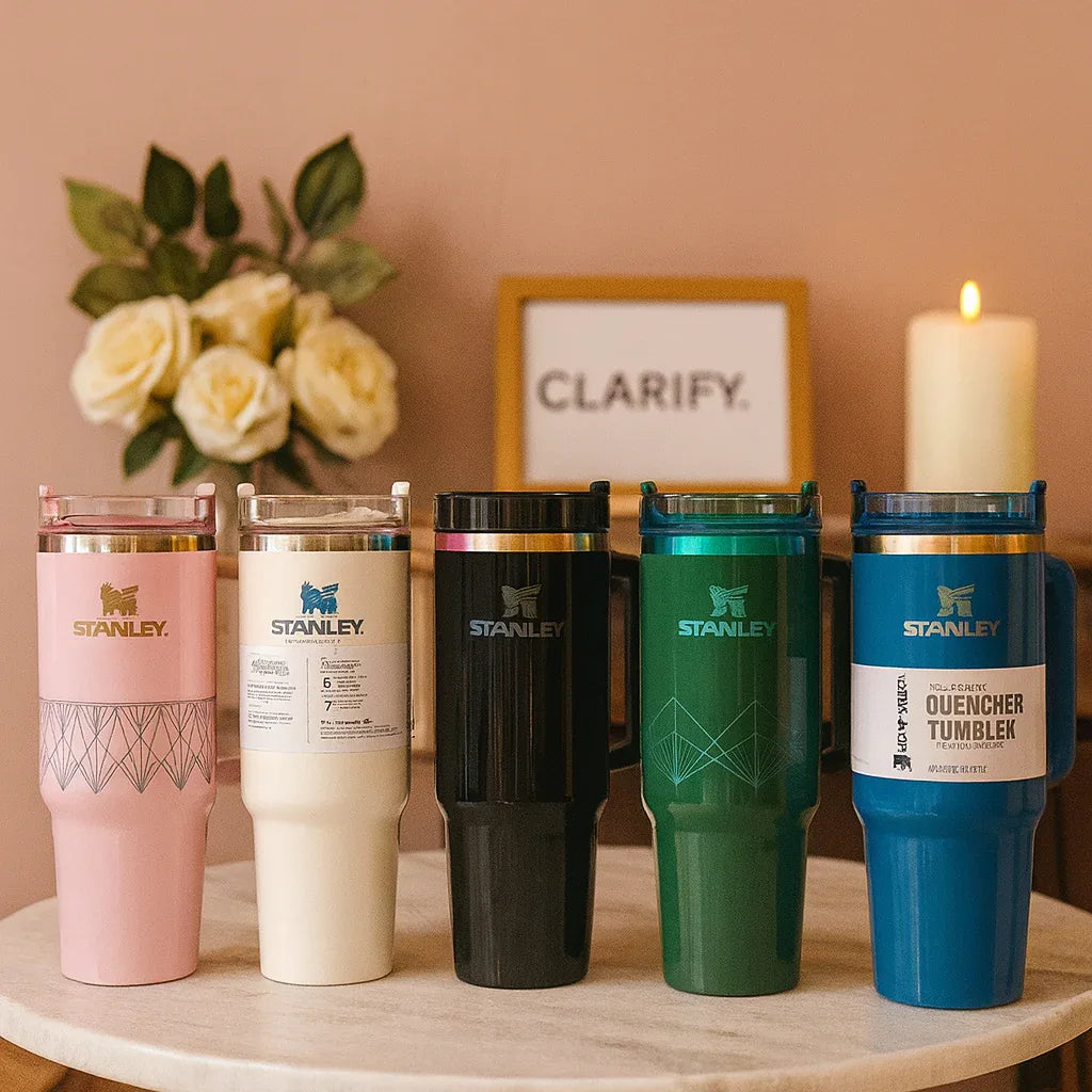 40oz Glossy Stainless Steel Tumbler – 1200ml Stanley Style Drinkware - Clarify.pk