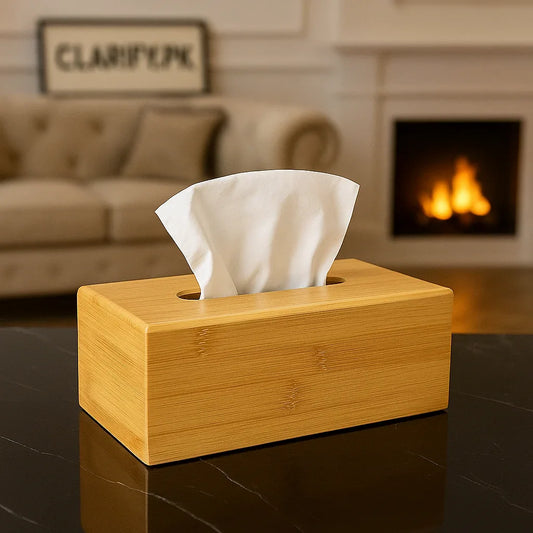 Bamboo Wooden Tissue Box – Natural 300g Eco-Friendly Holder - Clarify.pk