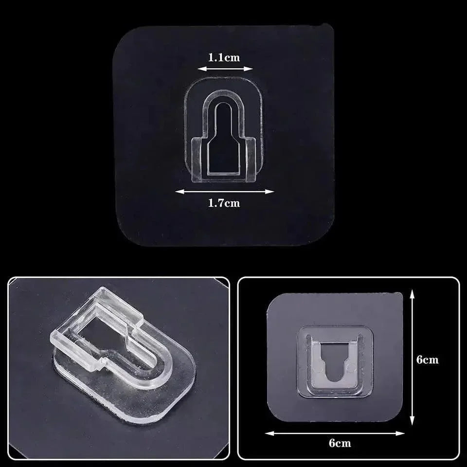 Pack of 4 Transparent Adhesive Wall Hooks, Double-Sided Mounts for Easy Installation