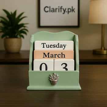 Wooden Desk Calendar – Reusable Vintage Style - Clarify.pk