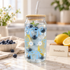 Cute Bow & Daisy Glass Sipper with Bamboo Lid