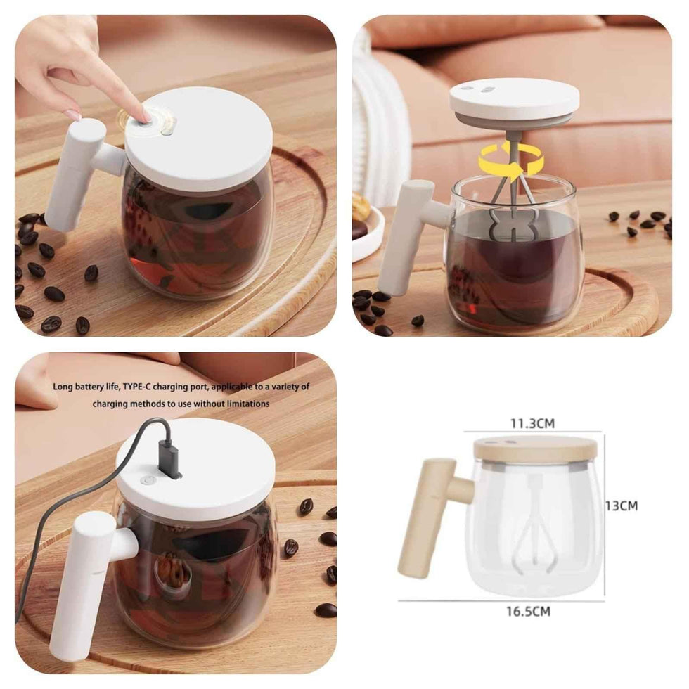 Electric Mixing Cup 400ml - Automatic Portable Blender, Waterproof Self Coffee Mixer