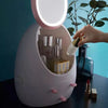 Oval Mirror Cosmetic Organizer with LED Lighted Storage and Makeup Mirror - Clarify.pk